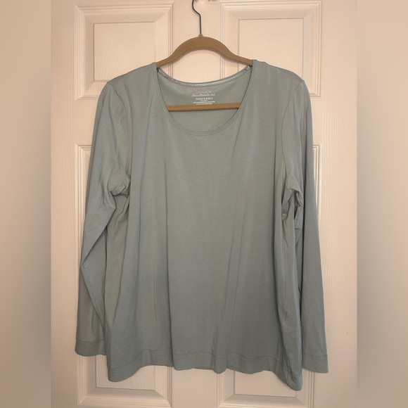 Chico's Tops - Chico's Light Sage Green Long-Sleeve Scoop Neck Top